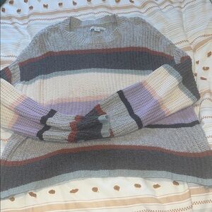 American Eagle Outfitters Gray and Purple Striped Sweater